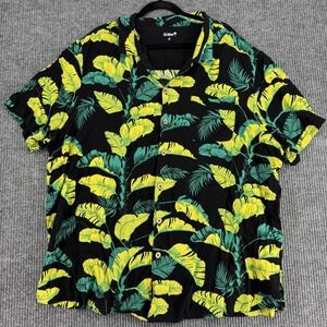 KS Island Shirt Mens 3XL Big Green Hawaiian Aloha Rayon Button Up Tropical Camp